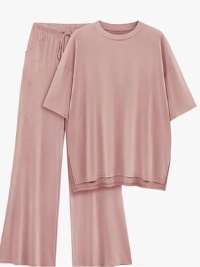 Relaxed Two-Piece Women's Loungewear Set - Dusty Rose